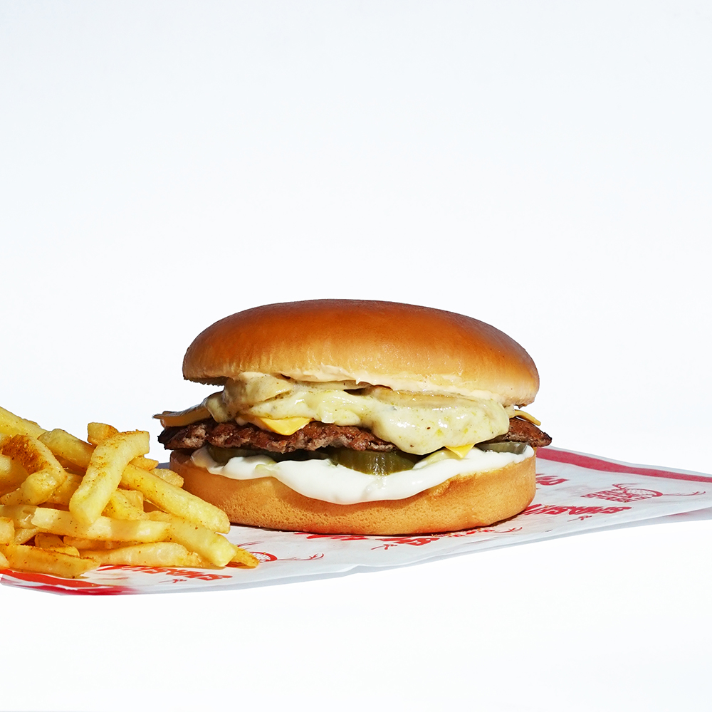 Burger mushroom cheese delight single . fries